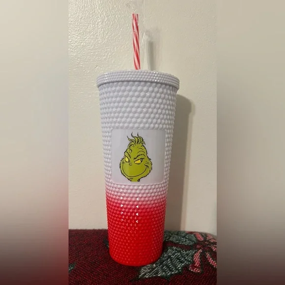 Grinch Ombré Tumbler Red and White Holiday Tumbler - Picture 4 of 5